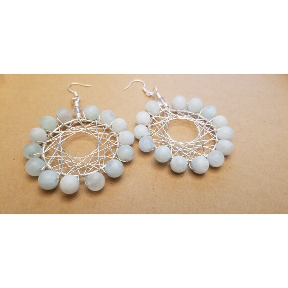 Handmade Dreamcatcher-Style Beaded Hoop Earrings - Picture 4 of 4